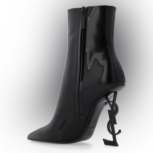 Black YSL Opyum heeled Ankle Boots in patent leather brand new - Picture 3 of 16